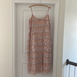 Shimmery adjustable spaghetti strap sun dress
